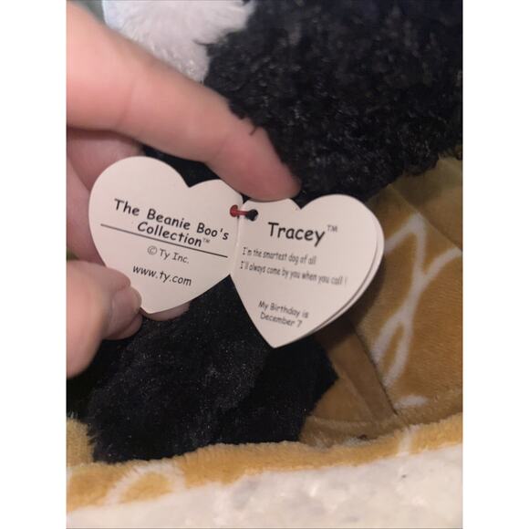 TY Beanie Boos TRACEY Dog Plush Blue Glitter Eyes 6 inch Stuffed Animal Toy NWMT - Picture 4 of 5